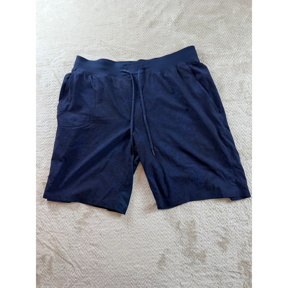Lululemon T.H.E. Linerless Shorts Mens XL Dark Blue Camo Drawstring Activewear - Picture 2 of 13